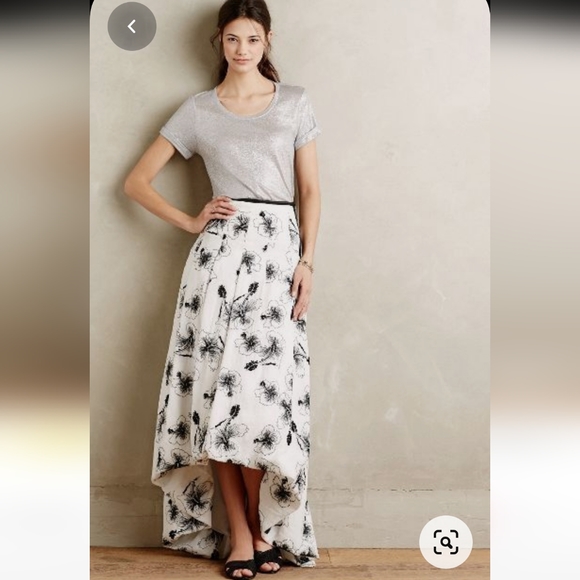 Tracy Reese Anthropologie sequined beaded Hibiscus high low Skirt size 2 - Picture 2 of 8